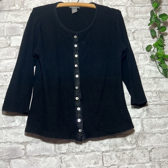 In Demand Cardigan Women’s Large 3/4 Sleeve Button up‎ Scoop Neck - Picture 2 of 7